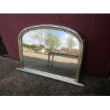 A modern silver painted overmantel mirror,