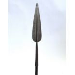 A 19th Century spear, thought to be African, leaf-form head, 170.