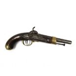 A mid-19th Century Continental percussion military pistol, possibly Austrian or Prussian.