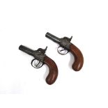 A pair of 19th Century percussion muff pistols by William Bilson of Bury St Edmunds 1839-1844,