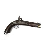 A 19th Century percussion pistol in the service style, with multiple stampings to the lock plate,