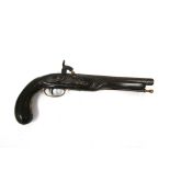 A 19th Century percussion pistol, heavily restored throughout, no markings visible. 35.