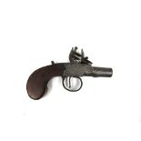 A late 18th Century flintlock box lock pocket pistol,