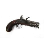 An 18th Century flintlock pistol, the lock plate engraved Hewson, octagonal faceted barrel,