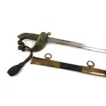 A George V Royal Naval Officer's sword together with provenance relating to Chief Officer Charles