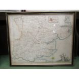 A 19th Century hand-coloured map engraving of Essex, 1833 Chalk, Meggy and Chalk, Chelmsford,