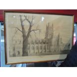 A Jack Russell pencil signed limited edition print, "Gloucester Cathedral", framed and glazed,