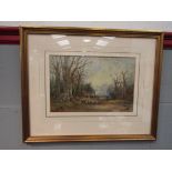 WILLIAM MANNERS (XIX/XX) A framed and glazed watercolour, sheep drove. Signed bottom left.