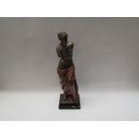 A resin bronze statue of Aphrodite on marble base,