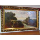 H SMYTHE (XIX) A pair of gilt ornate framed oils on canvas, landscape river scenes,