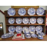 A collection of Spode Blue Italian pattern dinner and teawares including eight dinner plates