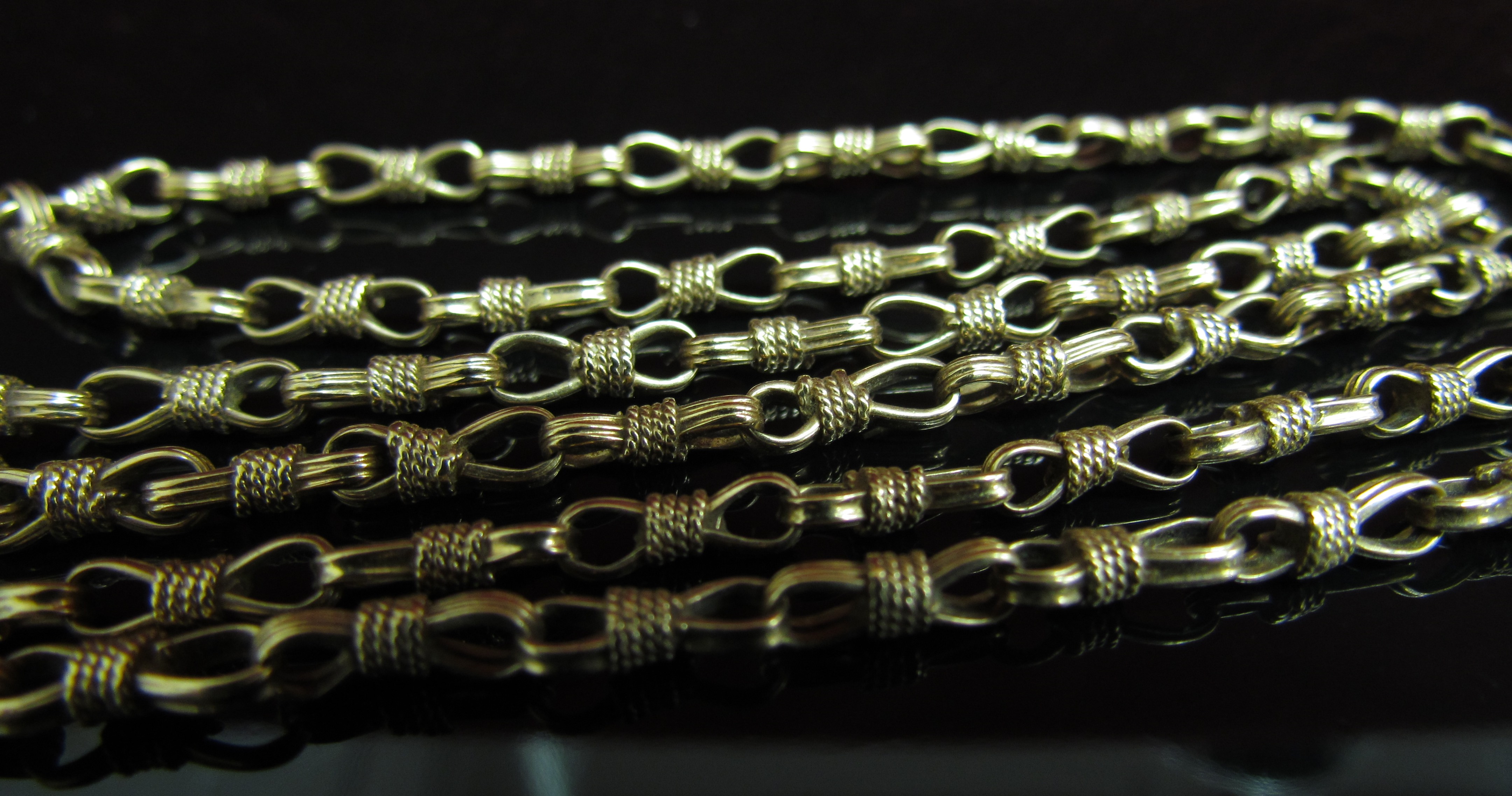 A 9ct gold fancy link necklace, 62cm long, - Image 2 of 2