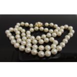 A single strand of pearls with 9ct gold clasp,
