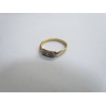 A gold Art Deco ring set with small diamonds, stamped 18ct Plat. Size P, 2.