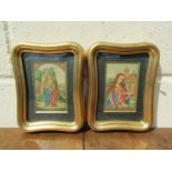 Two hand-painted and gilded prints "The Virgin of the Lamb" and "The Visitation of the Virgin to