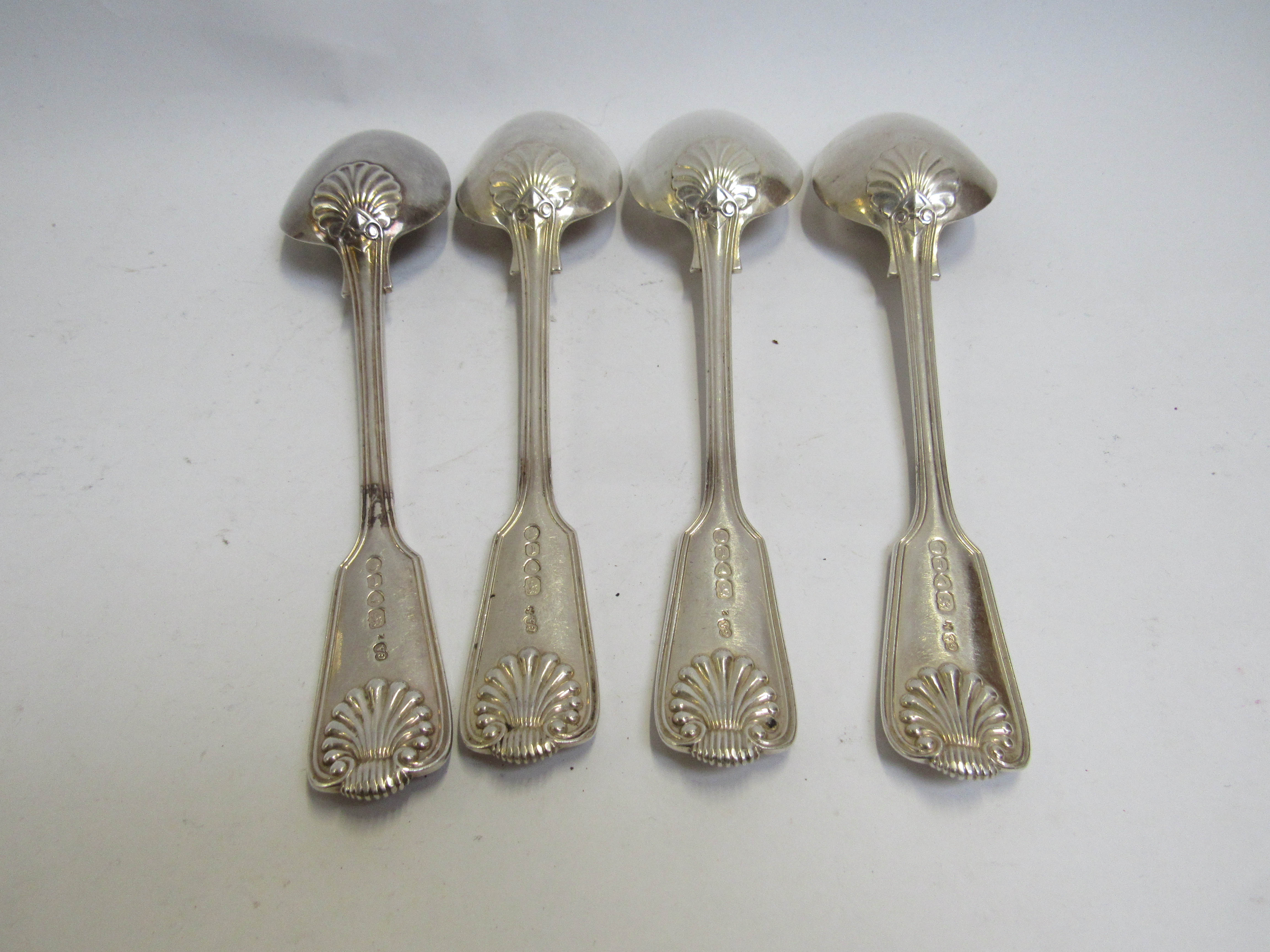 A set of four Chawner & Co (George William Adams) silver serving spoons with shell form and vehicle - Image 2 of 2
