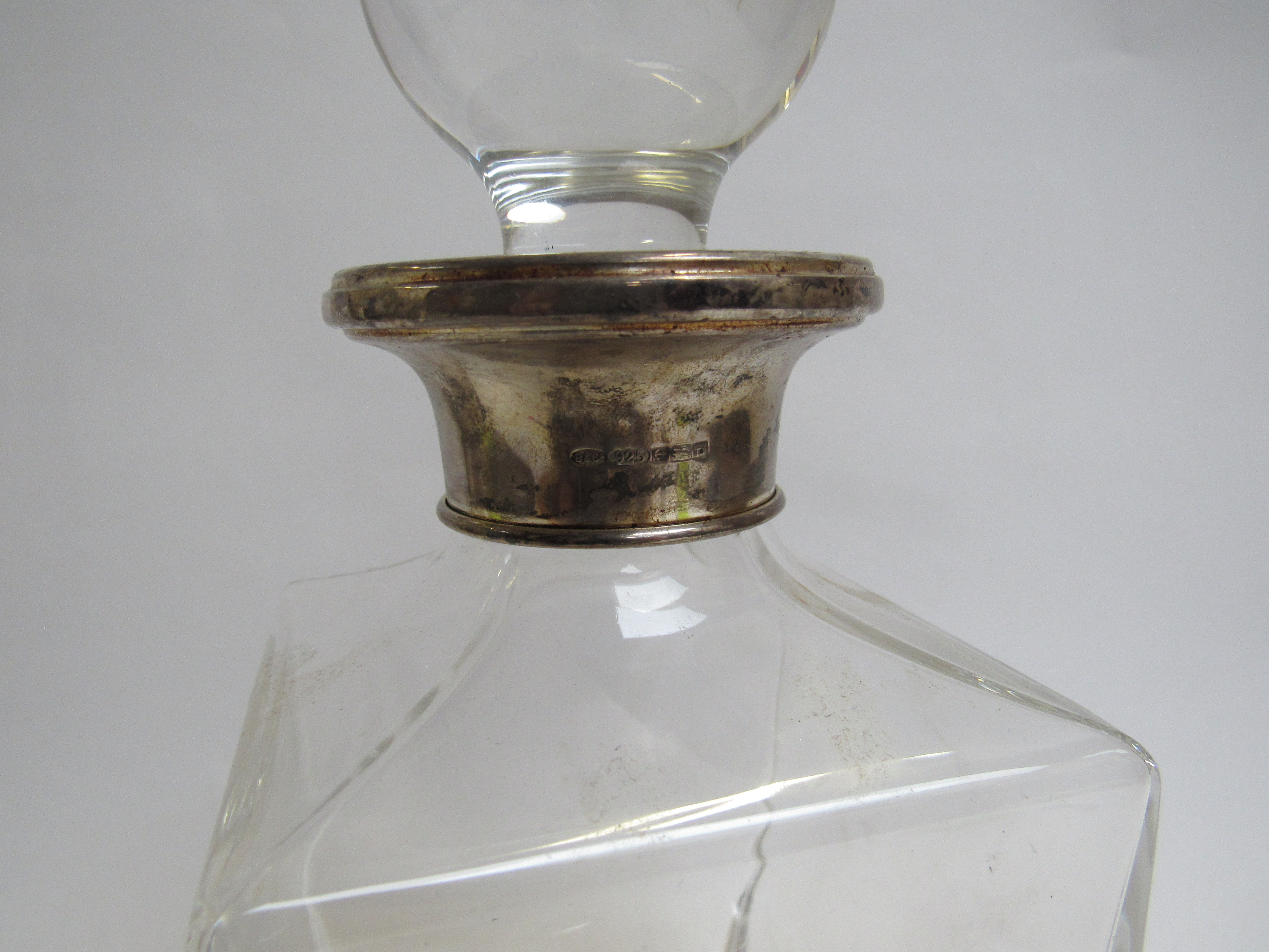 A square form decanter with silver collar, - Image 2 of 2