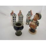 Three Delft ceramic houses,
