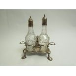 A George II Jabez Daniell silver oil and vinegar stand,