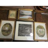 Miniature pictures and prints including Isobel Croney (3)