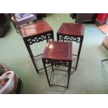 A graduating trio of 19th Century rosewood Chinese tables,