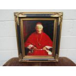 A modern oil painting depicting Cardinal John Henry Newman now St Johny Henry, in ornate frame,