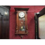 A late 19th Century German drop-dial Vienna wall clock,