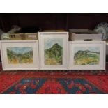 JANINE REEVES: Three watercolours of Amalfi coast scenes, signed,