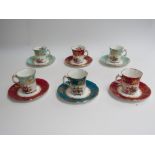 Six Hammersley & Co coffee cans and saucers,