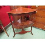 A George III mahogany corner washstand with single drawer to bow front,