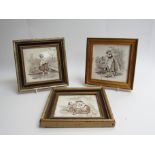 Three 19th Century framed Minton tiles