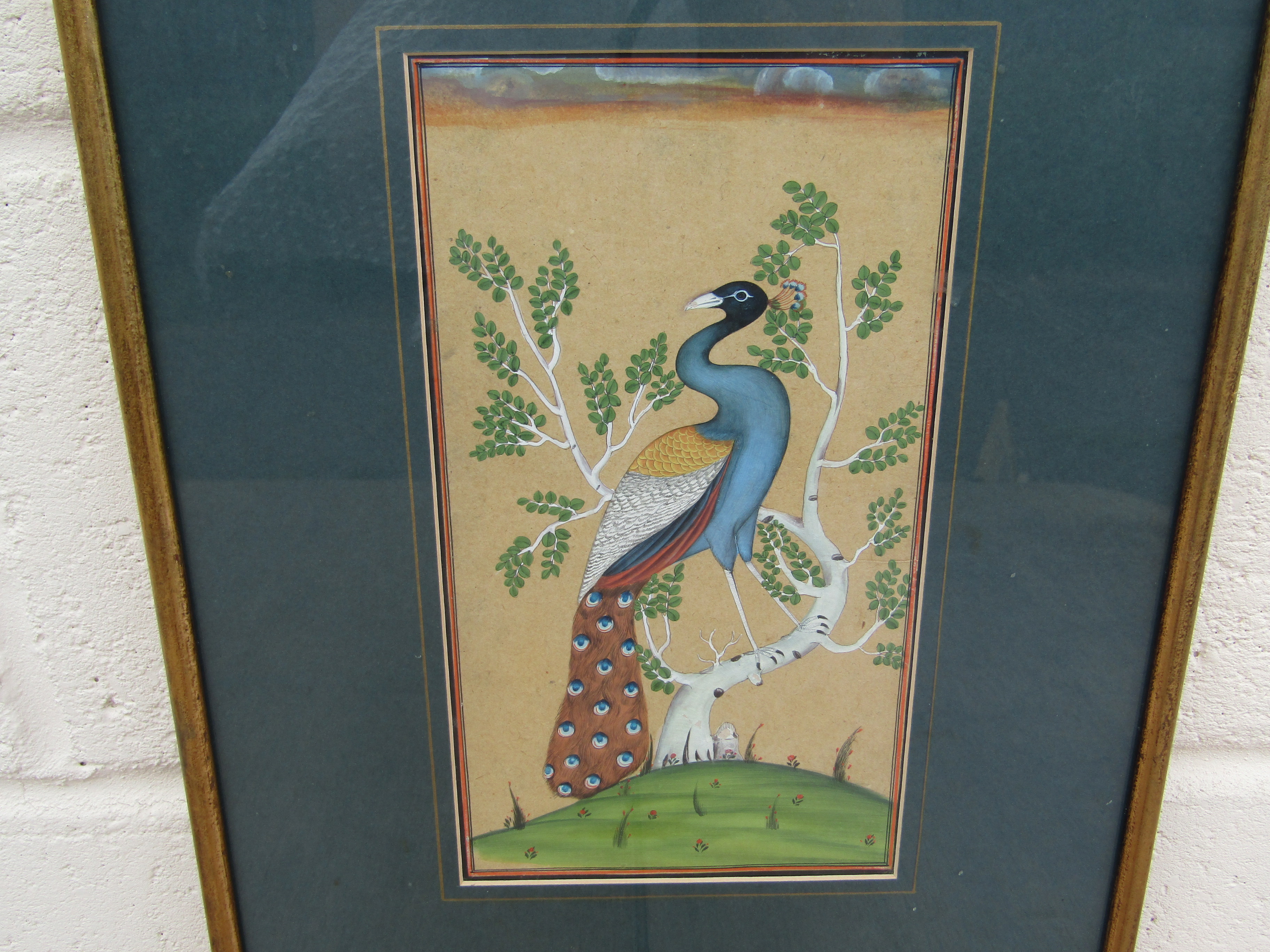 An Indian watercolour depicting a peacock in tree, - Image 2 of 2