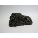 A carved marble Lion of Lucerne 18cm long