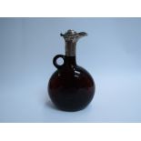 A 19th Century onion bottle claret jug inscription to neck, hairline crack to interior,