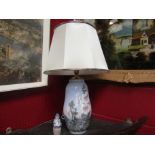 A Royal Copenhagen china table lamp,