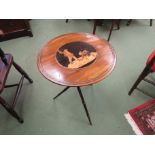 A Regency gypsy table with central marquetry panel depicting boys playing,