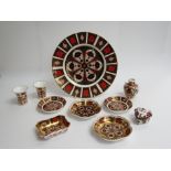 A quantity of Royal Crown Derby including miniature vases, plate,