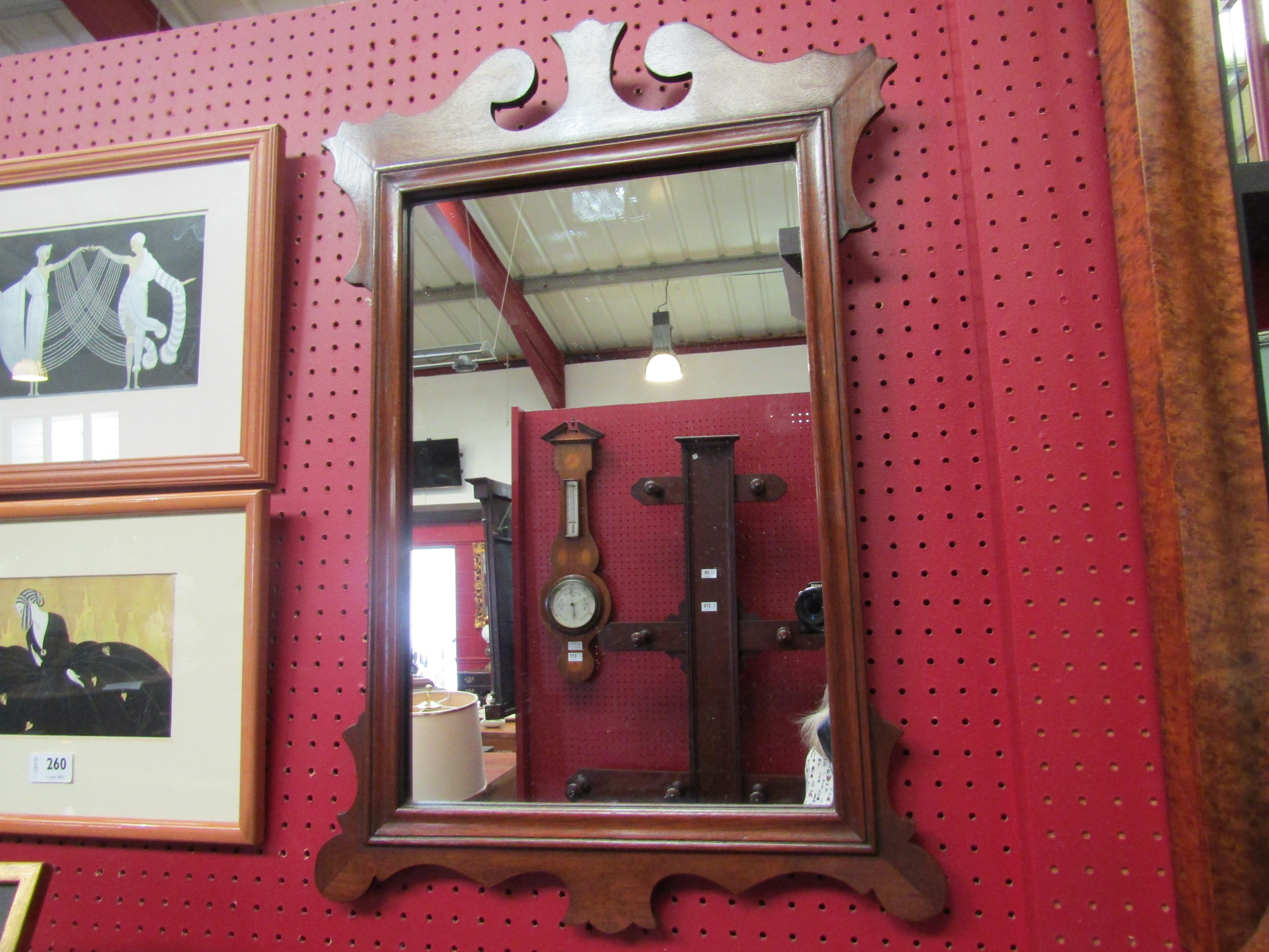 A Georgian style mahogany fretwork framed pier mirror,