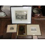 Four 19th Century etchings including Batley Abbey