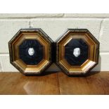 Two octagonal framed cameos,