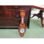 An Edwardian mahogany Ross of London barometer with thermometer dial,