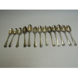 A quantity of Georgian and later silver spoons & teaspoons,