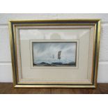 A 20th Century English School watercolour of sailing boats at sea, framed and glazed, unsigned, 13.