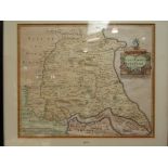 A late 17th Century hand-coloured map engraving "The East Riding of Yorkshire" after Robert Morden,