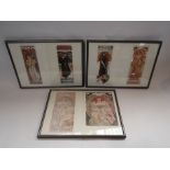 Three framed and glazed images of Art Nouveau theatre and advertising prints