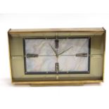 A brass cased Metamec "Self-winding" mantel clock with mother of pearl effect dial, circa 1960's.