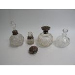 Crystal glass scent bottle some with silver embellishment (4)