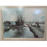 ROWLAND HILDER (1905-1993): A framed and glazed limited edition print, "The Mill at Harlow, Essex".