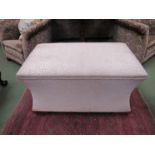 A Victorian style sarcophagus shape end of bed ottoman the hinged seat over brass castors,