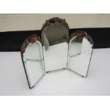 A retro triple Barbola mirror,